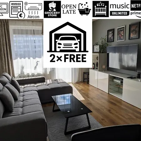E1 Luxury Oldtown - 2x Parking, Foodstore, Pcscreen, Netflix, Unlimited Music, Crib, Babychair, Fastwifi, Aircon Košice